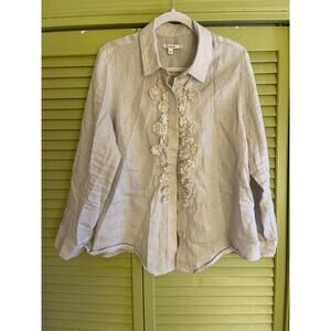 Chicos Applique Cream Color Blouse - Size 1.5 (US 10) - Gently Used